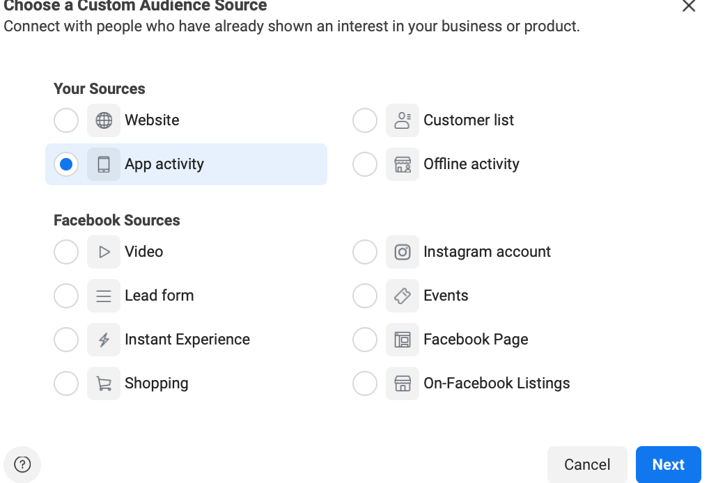 Facebook's custom audience creation