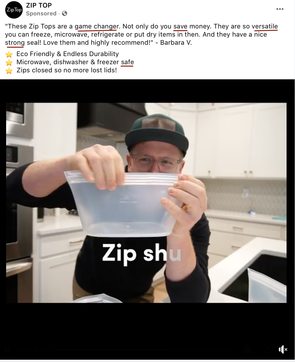 Facebook Ad example showcasing power words