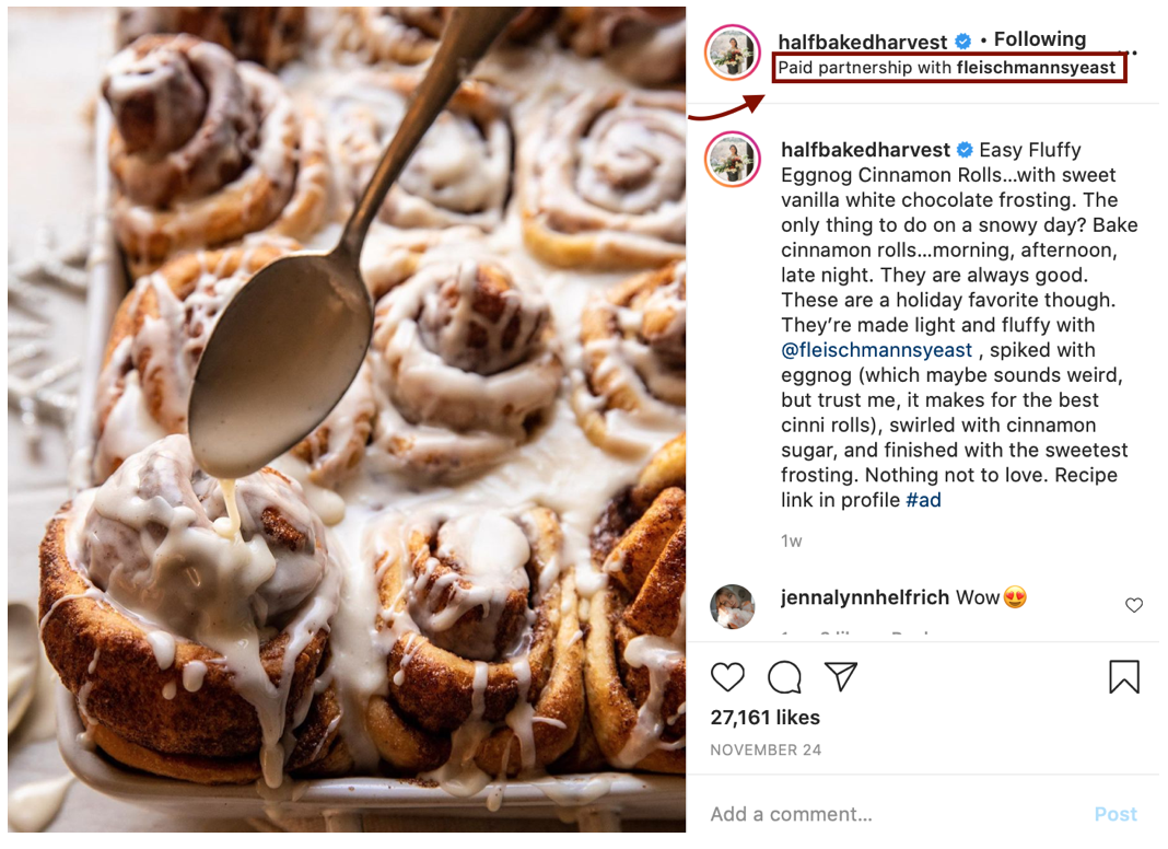 Instagram sponsored post