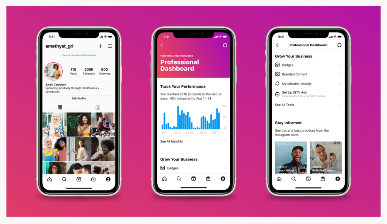 Facebook Instagram updated dashboard