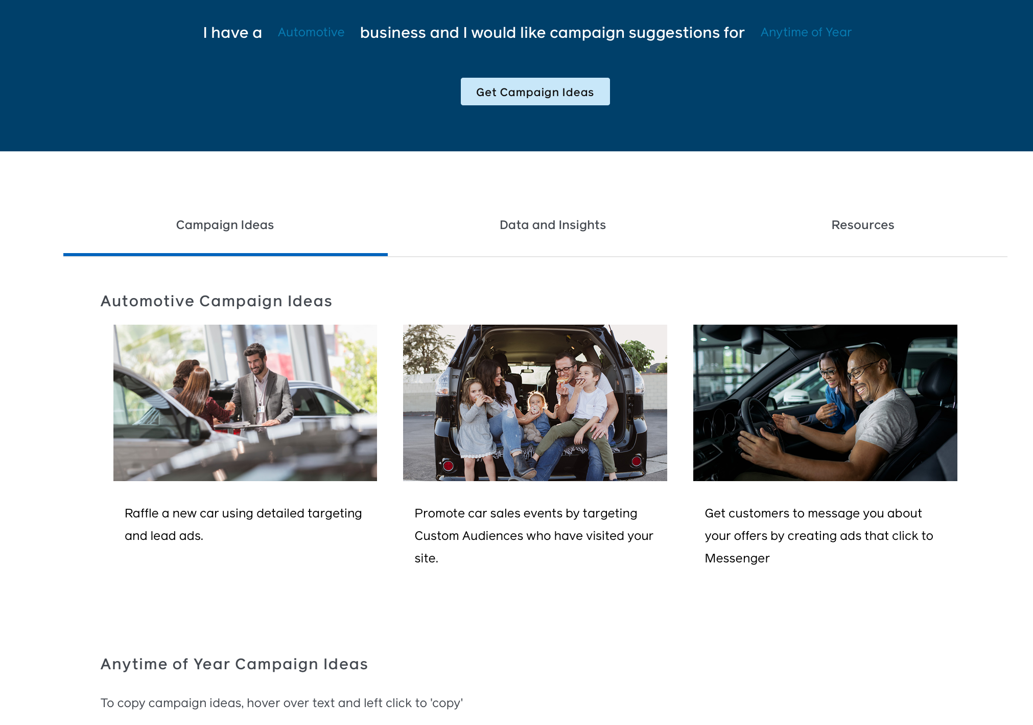 Facebook Campaign Ideas Generator