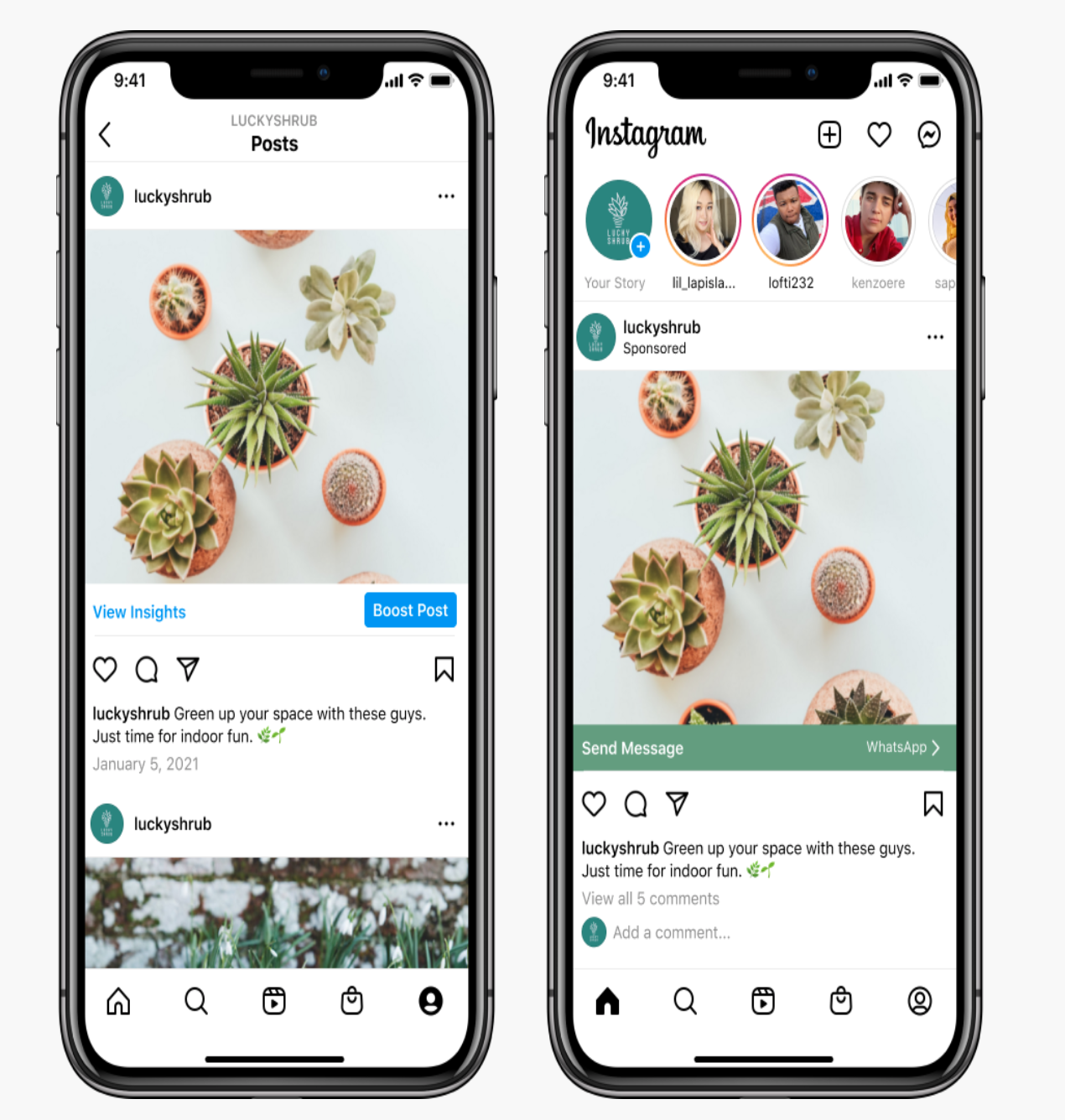 Instagram WhatsApp boosted post